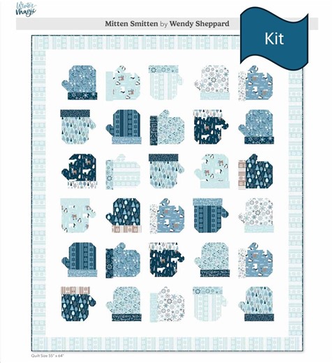 Mitten Smitten Kit, Using Winter Magic by Dani Mogstad for RBD, Winter Blue Theme, NO Backing Quilt Size 55x64 - Etsy