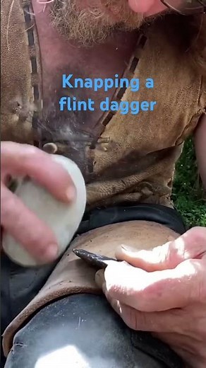 Knapping a flint dagger by hand. Watch the full process