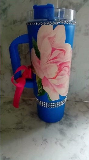 Pink Flower Tumbler DIY 🌸 Easy Glam Makeover!