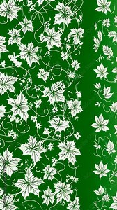 Decorative green background with white floral and leafy patterns showcasing nature's elegance and design