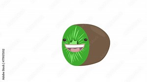 Cartoon kids kiwi fruit talking loop animation on a white background for inserting voice and text