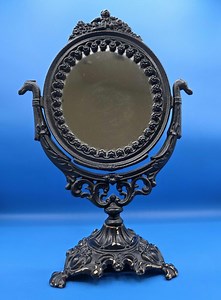 Vintage Victorian Tabletop Vanity Oval Mirror – Cast Iron, Black, Ornate Swivel - Etsy Canada
