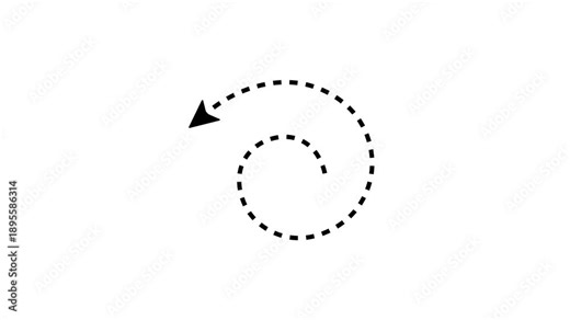 arrow animation following dotted line, rotating motion graphic, spiral line, 4k video