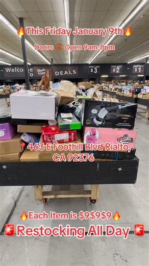 Black Friday Deals Rialto on Instagram: "🔥🔥This Friday January 9th🔥🔥 ✅ Doors 🚪 open 9:00AM_8:00PM✅ Address📍: 463 E Foothill Blvd Rialto, CA 92376 ✅Each item is only $9$9$9$9✅ 🚨Restocking all Day 🚨 #rialto #fontana #sanbernardino #muscoy #fypviralシ viral foryoupageシ foryouシ followforfollowback HighGrove riverside ontario victorville crestlineca hesperia wrightwood MorenoValley hemet bigbear ranchocucamonga Clermont Chino chinohills eastvaleca jurupavalleyca elsobrante meadvalley NUEVO"