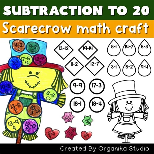 Scarecrow Math Craft | Scarecrow Math Craft Subtraction To 20