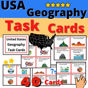 United States Geography Task Cards Activity Resources USA