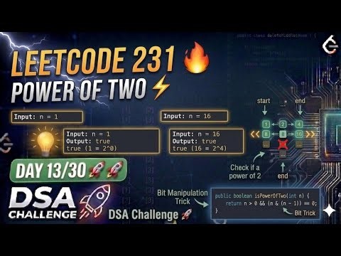 LeetCode 231 | Power of Two ⚡ | Day 13/30 DSA Challenge 🚀 | Bit Manipulation Trick