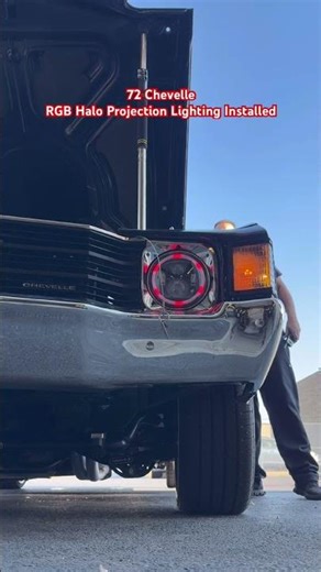 72 Chevelle New RGB Headlights installed. MobileAudioExperts.com #chevy #installer #classics #lights