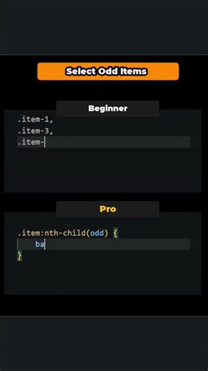 Select Odd Elements in CSS with ONE Line | Beginner vs Pro ⚡ #shorts #coding