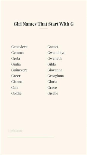 Girl Names That Start With G