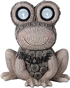 12.5 Inch Solar Garden Statues Frog Figurine with Glowing Eyes - Outdoor Garden Decor Statues for Patio Yard Lawn Outdoor Decoration Gifts