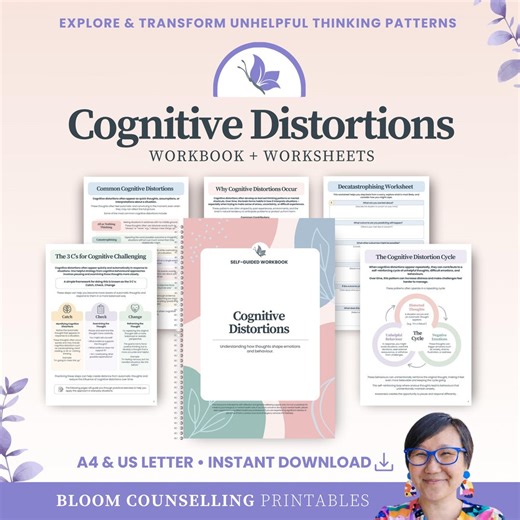 Cognitive Distortions Workbook | Catastrophic Thinking Worksheets | CBT Anxiety Pattern Cycle | Adults and Teens | Digital Download - Etsy