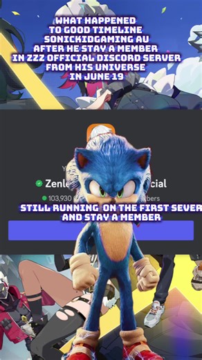 what happens to good timeline sonickid au mature version after he stay a member on zzz official discord server but his version from his universe