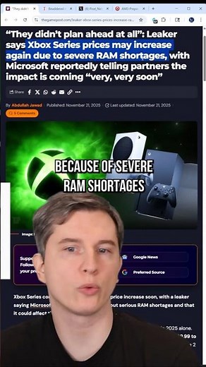 Xbox Price Increase Due To RAM Shortage