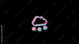 Bright cloud snow icon is jumping merrily. Retro style. Alpha channel black. Looped from frame 120 to 240, Alpha BW at the end