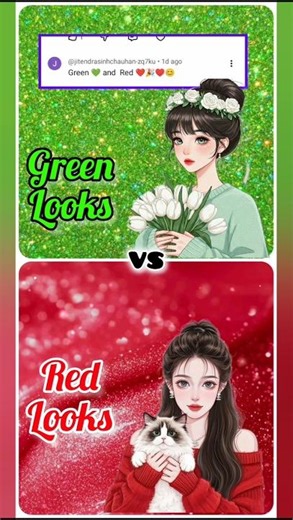 Ladies Fashion Green💚 Looks vs Red❤️ Looks Lips👄 Dress👗 Nails💅 Heels👠 Eyebrows👁️ Cute🥳 #Makeup.