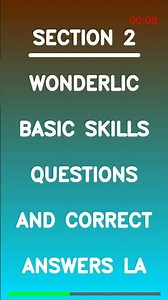 Wonderlic Basic Skills Questions and Correct Answers La Latest