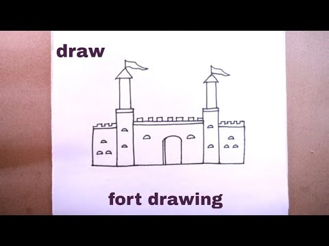 how to draw a fort step by step easy/fort drawing