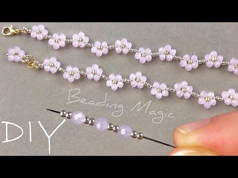 Beaded Flower Chain Necklace Tutorial: Beaded Flower Necklace