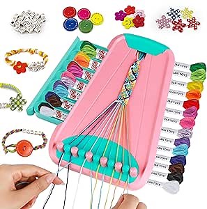 CEUCAL Bracelet Making Kit for Girls - Friendship Bracelet Kit - Birthday Gifts for Ages 6 7 8 9 10 11 12 Year, Arts and Crafts for Kids Ages 8-12 Teen String Bracelets Maker Pink