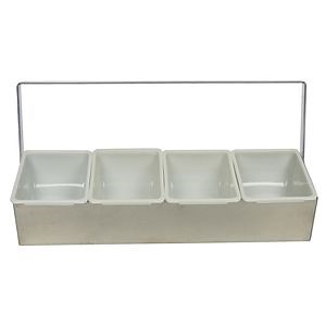 [Hot Item] Commercial Kitchen Acrylic Metal Condiment Holder Set PP 4 Divider