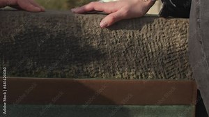 Charles Bridge inscription on a metal plate. Attracting the attention of tourists in Prague.