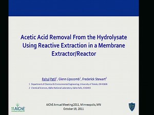 Acetic Acid Removal From the Hydrolysate Using Reactive Extraction In a Membrane Extractor/Reactor