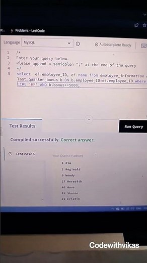 Hacker rank SQL Test #sql #coding ‪@VikasCodingSchool‬
