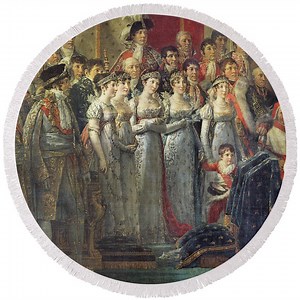 The Consecration Of The Emperor Napoleon I And The Coronation Of Empress Joséphine In Notre-dame Cathedral, 2nd December 1804 Round Beach Towel by Jacques Louis David