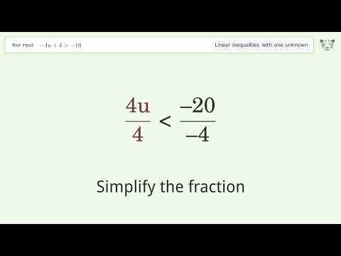 Solving Linear Inequalities: -4u+4 is Greater Than -16