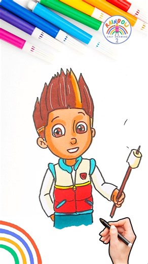 PAW Patrol Draw Simple | How to Draw Smart Ryder PAW Patrol 🌈👦🏻🐾 #shorts #pawpatrol #forkids