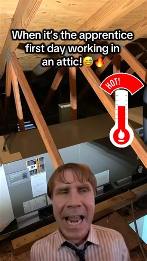 The apprentice first day working in the attic!😅#hvactechnician #funny