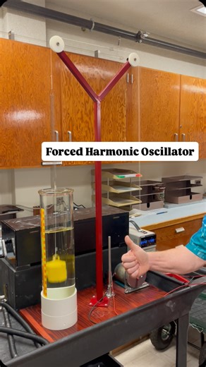 Phast at UVic on Instagram: "Forced Harmonic Oscillator ✨ When the natural frequency of the spring mass system matches the frequency of the driver, the system becomes unstable 🌊 #uvic #universityofvictoria #uvicscience #physics #physicsfun"