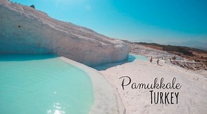Blue & White Travertine Thermal Pools of Pamukkale, Turkey [  Hierapolis]