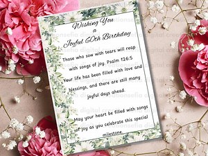 Scripture 60th Birthday Greeting Card - Christian Printable Card With Bible Verse - Celebrate Milestone With Faith and Blessings. 5 X 7 Card - Etsy UK