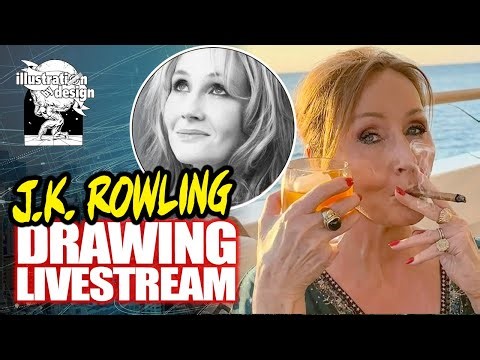 LIVE Portrait Drawing of J.K. Rowling | Real-Time Illustration Stream