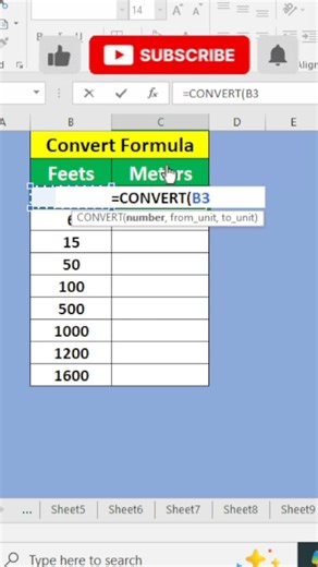 Excel CONVERT Formula 🔥 Feet to Meter in Seconds |Excel Tips 2025 #excel #excel #laptoppower #tech