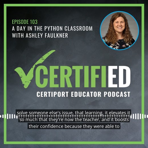 Get tips for how to teach coding and programming to your students from the Python expert, Ashley Faulkner in this week’s #CERTIFIEDpodcast episode. Listen to the episode here: https://okt.to/90FD46 | Certiport