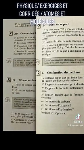 Physique 4 eme- 6.2 Exercices et corrigés - Atomes et molécules-molécules et formules moléculaires-