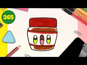 COMMENT DESSINER UN POT DE NUTELLA KAWAII ÉTAPE PAR ÉTAPE - Dessins kawaii faciles