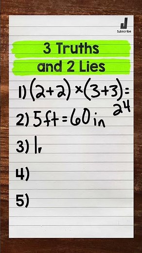 3 Truths and 2 Lies #2 | Math with Mr. J #Shorts