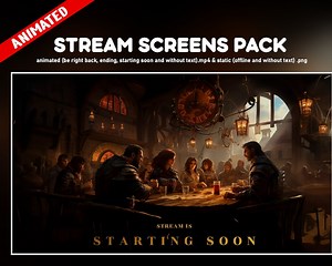 Animierte Bildschirme für Twitch Pack Medieval Tavern Cozy – Overlays von D&D-Streamern – bald beginnen, gleich wieder da sein, enden und offline sein - Etsy.de