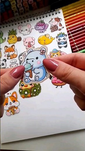 I tried to draw HIPPO + sticker collection✨️ | Delidream #shorts #howtomake