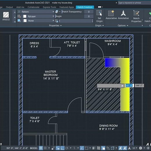 How to Use Hatch in AutoCAD 🧱 | Fast & Easy Method #2d #autocad #architecture #3d #3danimation#hatch