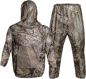 Mosquito Netting Suit Bug Net Mesh Clothing with Hood Outdoor Garden Hunting Camo Protection from Fly Insects Bugs