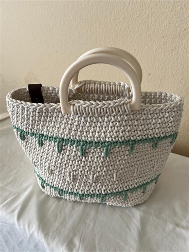 Boho Crochet Handbag, PU Leather Sole, Durable Plastic Handles, Handmade - Etsy