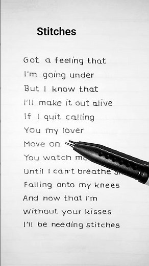 Stitches 🪡 - Shawn Mendes (Lyrics)