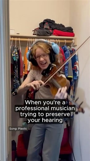 Guess what I found hiding in the closet 👀🙉🎧 #violinmetalcore #hearingpreservation