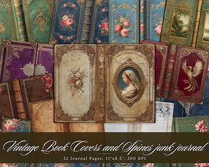 Vintage Book Covers and Spines Junk Journal Kit | Dark Academia Style (digital Download) - Etsy