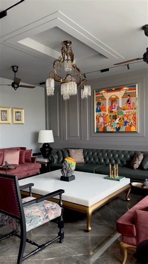 Inclined Studio ® on Instagram: "Design by @draw.design.in #partyroom #luxuryhomes #livingroom"